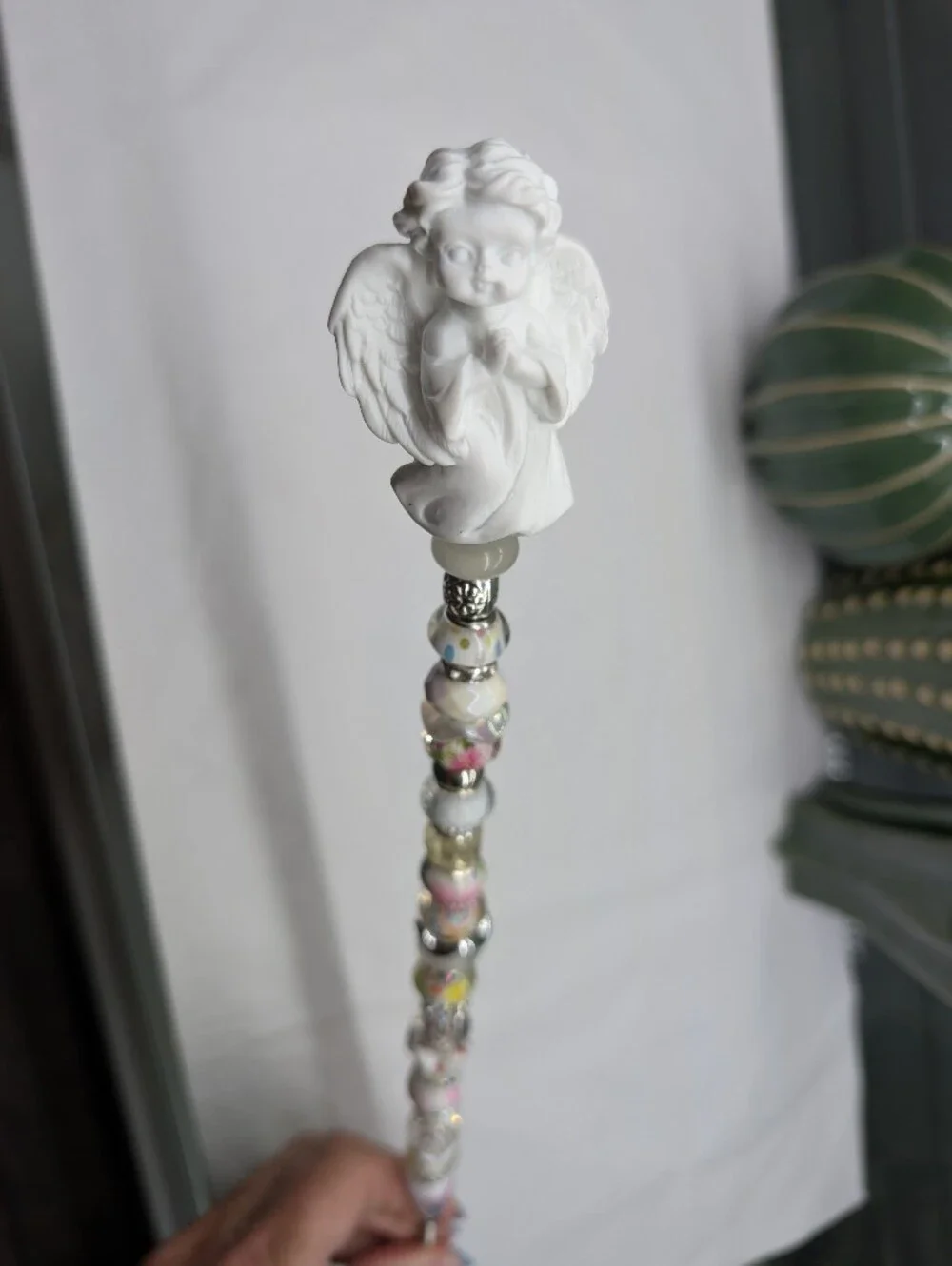 Hand Made Fairy Wand/Plant/Garden Stake W/Angel-Cherub Topper